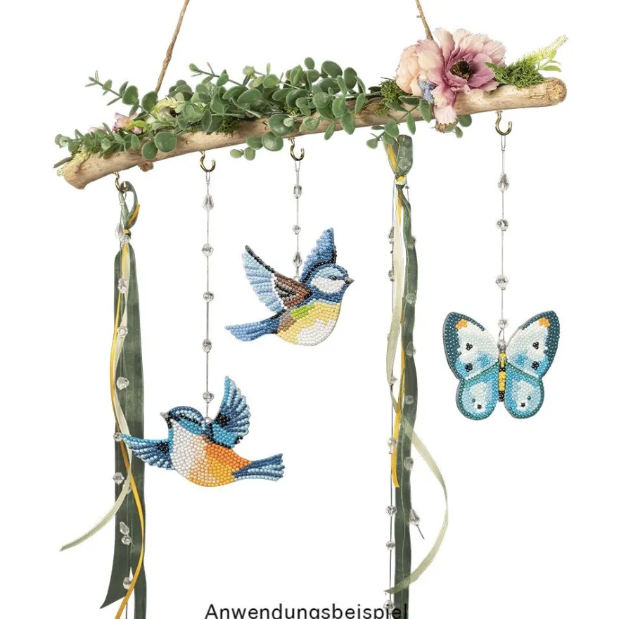 Diamond-Painting-Anhänger, Eulen & Singvögel, 1,7mm stark, doppelseitig, mit Zubehör, 6 Stück