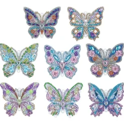 Diamond-Painting-Anhänger, Schmetterlinge 2, 8 Designs, 1,7mm stark, doppelseitig, 8 Stück