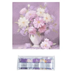 Diamond-Painting-Aufleger, Blumenstrauß in Vase, 16cm x 16cm, 370 g/m², vollflächig klebend