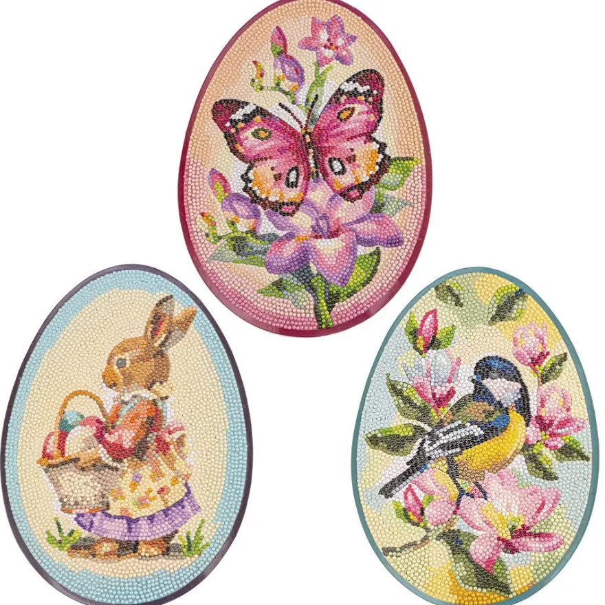 Diamond-Painting-Aufleger in Eiform, 3 verschiedene Designs & Größen, 3 Stück