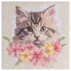 Diamond-Painting-Aufleger, Katze mit Blüten, 20cm x 20cm, 370g/m², inkl. Zubehör
