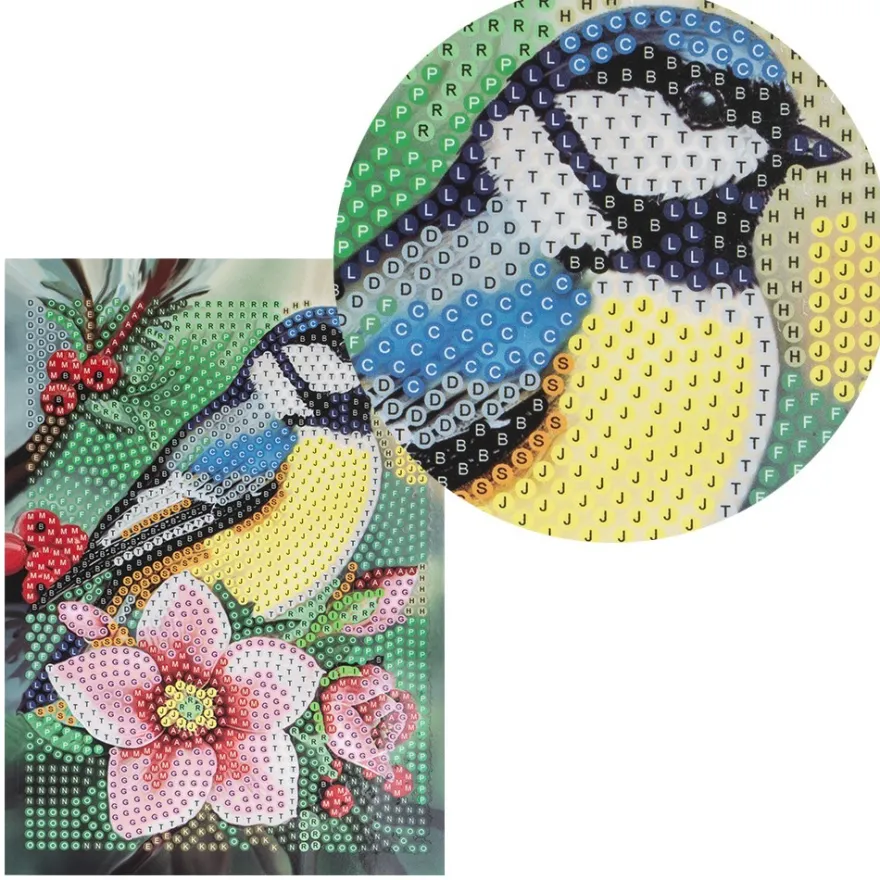 Diamond-Painting-Aufleger, Kohlmeise, 11,5cm x 16,5cm, 370 g/m², vollflächig klebend