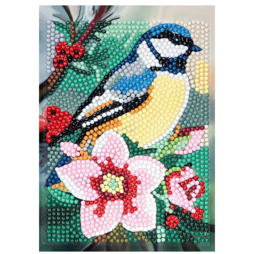 Diamond-Painting-Aufleger, Kohlmeise, 11,5cm x 16,5cm, 370 g/m², vollflächig klebend