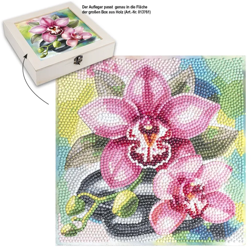 Diamond-Painting-Aufleger, Orchideen, 20cm x 20cm, 370g/m², inkl. Zubehör
