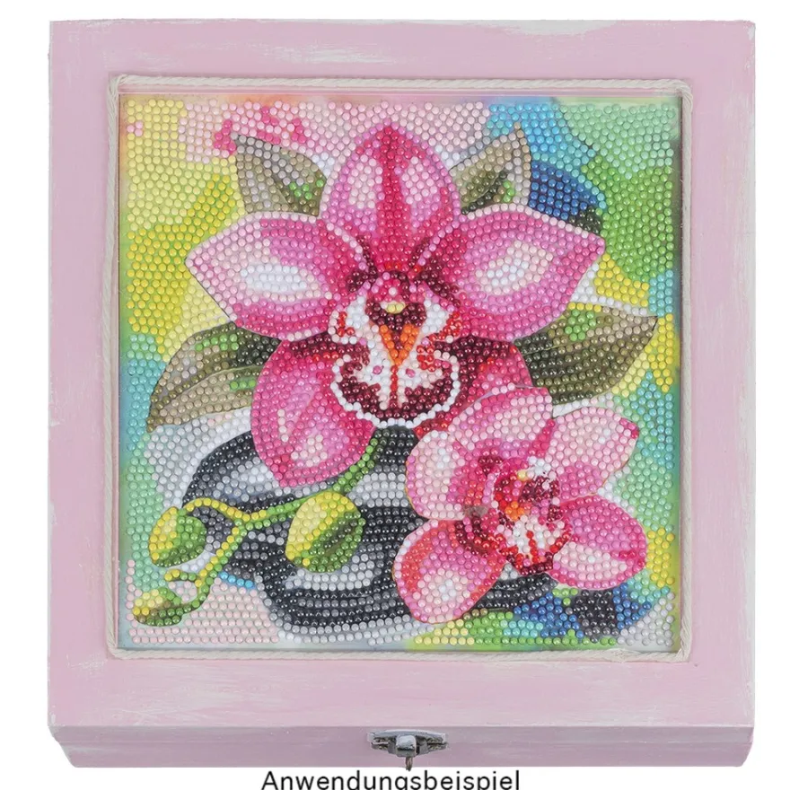 Diamond-Painting-Aufleger, Orchideen, 20cm x 20cm, 370g/m², inkl. Zubehör