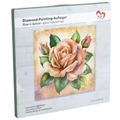 Diamond-Painting-Aufleger, Rose in Apricot, 20cm x 20cm, 370g/m², inkl. Zubehör