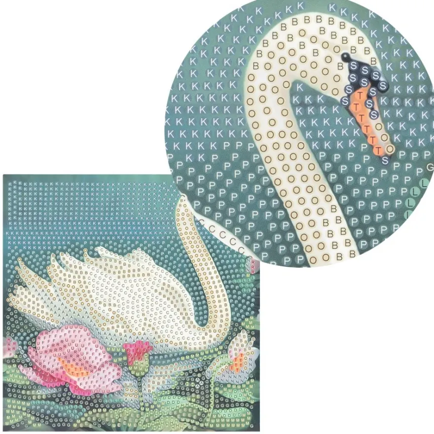 Diamond-Painting-Aufleger, Schwan, 16cm x 16cm, 370 g/m², vollflächig klebend