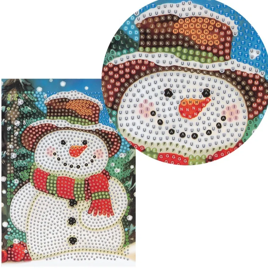 Diamond-Painting-Aufleger, Schneemann, 11,5cm x 16,5cm, 370 g/m², vollflächig klebend