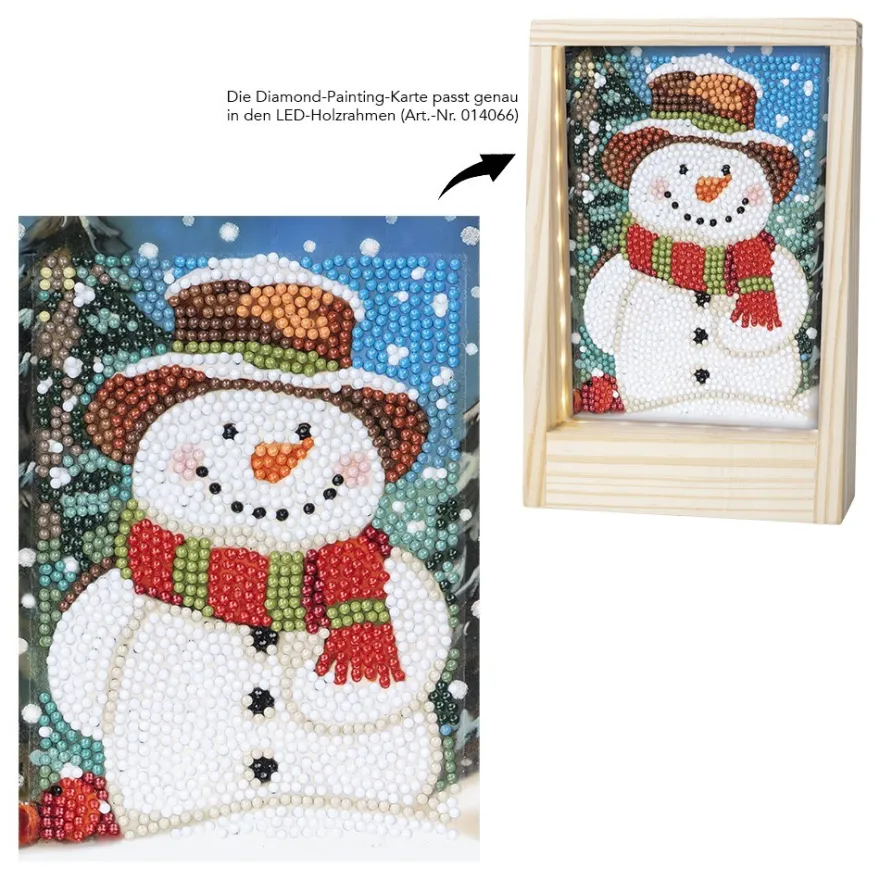 Diamond-Painting-Aufleger, Schneemann, 11,5cm x 16,5cm, 370 g/m², vollflächig klebend