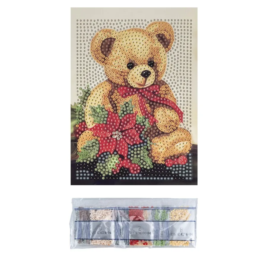 Diamond-Painting-Aufleger, Teddybär, 11,5cm x 16,5cm, 370 g/m², vollflächig klebend