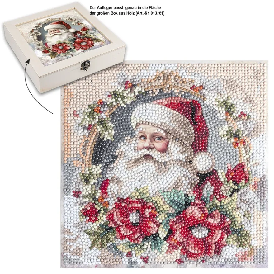 Diamond-Painting-Aufleger, Weihnachtsmann, 20cm x 20cm, 370g/m², inkl. Zubehör