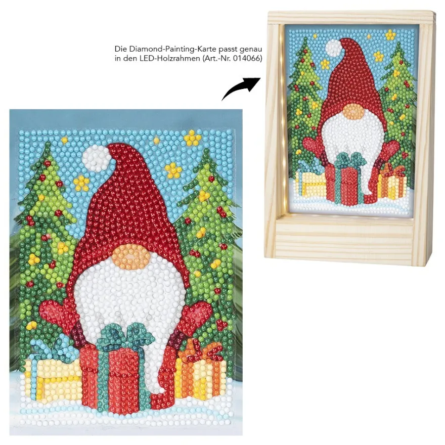 Diamond-Painting-Aufleger, Weihnachts-Wichtel, 11,5cm x 16,5cm, 370 g/m², vollflächig klebend