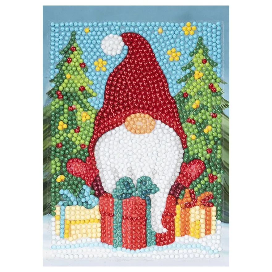 Diamond-Painting-Aufleger, Weihnachts-Wichtel, 11,5cm x 16,5cm, 370 g/m², vollflächig klebend