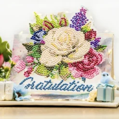 Diamond-Painting-Aufstellkarte, Gratulation!, 16,3cm x 16cm, inkl. Zubehör