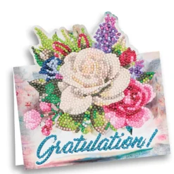 Diamond-Painting-Aufstellkarte, Gratulation!, 16,3cm x 16cm, inkl. Zubehör