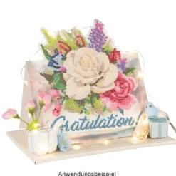 Diamond-Painting-Aufstellkarte, Gratulation!, 16,3cm x 16cm, inkl. Zubehör