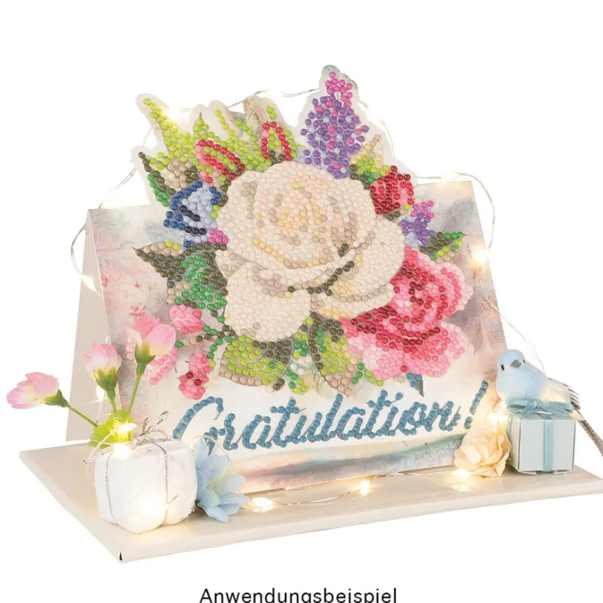 Diamond-Painting-Aufstellkarte, Gratulation!, 16,3cm x 16cm, inkl. Zubehör