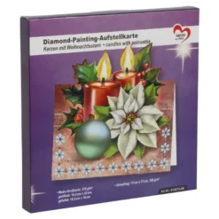 Diamond-Painting-Aufstellkarte, Kerzen mit Weihnachtsstern, 16,3cm x 16cm, inkl. Umschlag & Werkzeug
