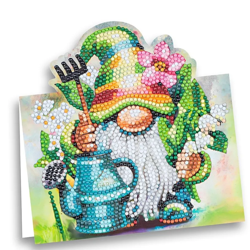Diamond-Painting-Aufstellkarte, Garten-Wichtel, 16,3cm x 16cm, inkl. Zubehör