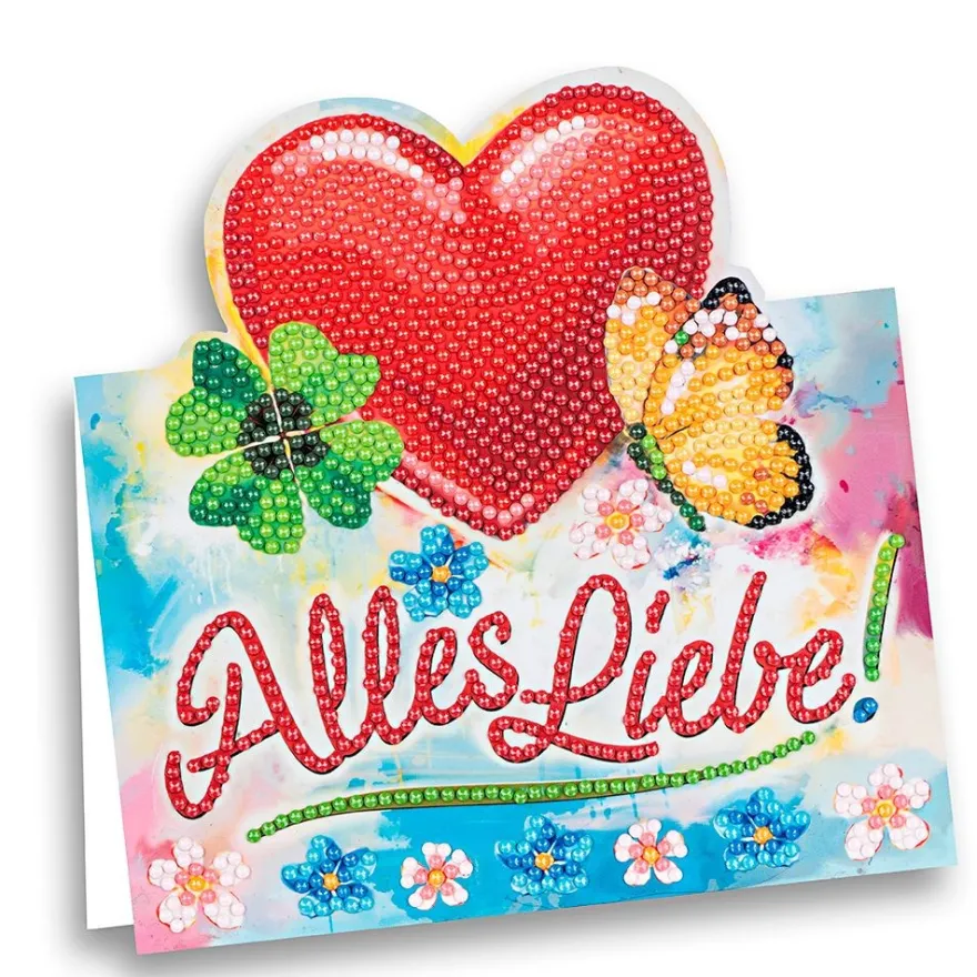 Diamond-Painting-Aufstellkarte, Alles Liebe!, 16,3cm x 16cm, inkl. Zubehör
