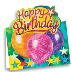 Diamond-Painting-Aufstellkarte, Happy Birthday, 16,3cm x 16cm, inkl. Umschlag & Werkzeug