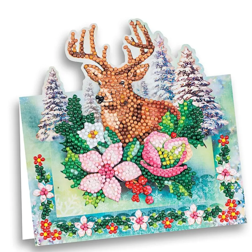 Diamond-Painting-Aufstellkarte, Hirsch, 16,3cm x 16cm, inkl. Umschlag & Werkzeug
