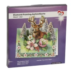 Diamond-Painting-Aufstellkarte, Hirsch, 16,3cm x 16cm, inkl. Umschlag & Werkzeug