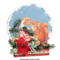 Diamond-Painting-Aufstellkarte, Rotkehlchen mit Eichhörnchen, 16,3cm x 16cm, inkl. Zubehör
