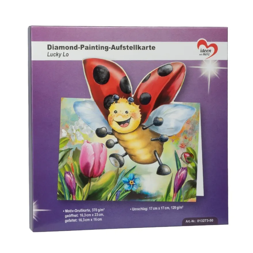 Diamond-Painting-Aufstellkarte, Lucky Lo, 16,3cm x 16cm, inkl. Zubehör