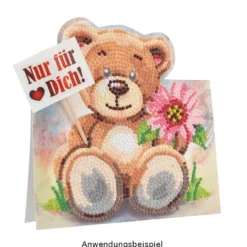 Diamond-Painting-Aufstellkarte, Teddybär, 16,3cm x 16cm, inkl. Zubehör