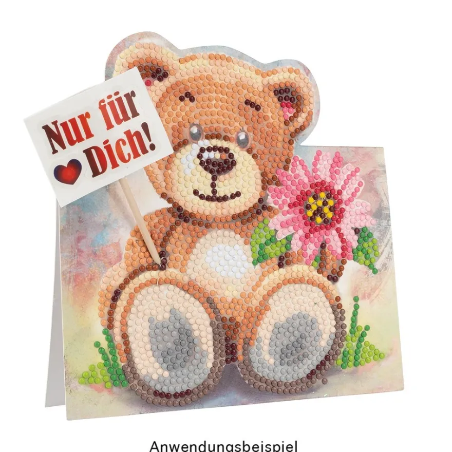 Diamond-Painting-Aufstellkarte, Teddybär, 16,3cm x 16cm, inkl. Zubehör
