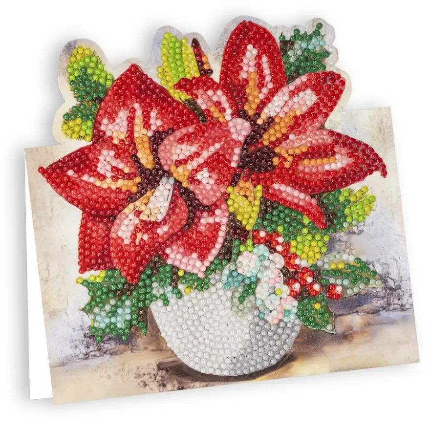 Diamond-Painting-Aufstellkarte, Amaryllis, 16,3cm x 16cm, inkl. Zubehör