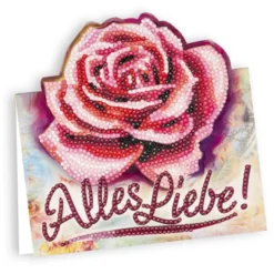 Diamond-Painting-Aufstellkarte, pinke Rose - Alles Liebe!, 16,3cm x 16cm, inkl. Zubehör