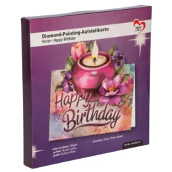 Diamond-Painting-Aufstellkarte, Kerze - Happy Birthday, 16,3cm x 16cm, inkl. Zubehör