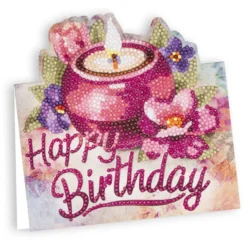 Diamond-Painting-Aufstellkarte, Kerze - Happy Birthday, 16,3cm x 16cm, inkl. Zubehör