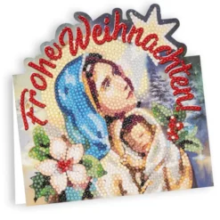 Diamond-Painting-Aufstellkarte, Heilige Maria - Frohe Weihnachten!, 16,3cm x 16cm, inkl. Zubehör