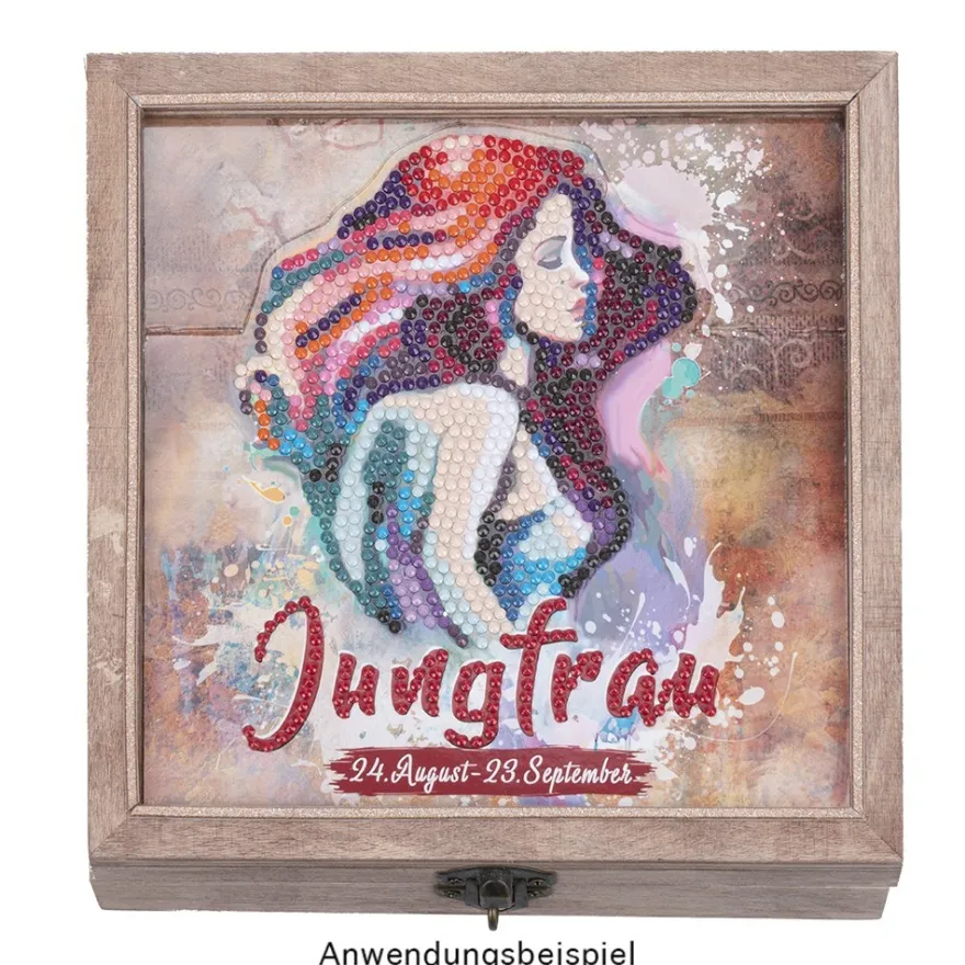Diamond-Painting-Aufstellkarte, Sternzeichen Jungfrau, 16,3cm x 16cm, inkl. Zubehör