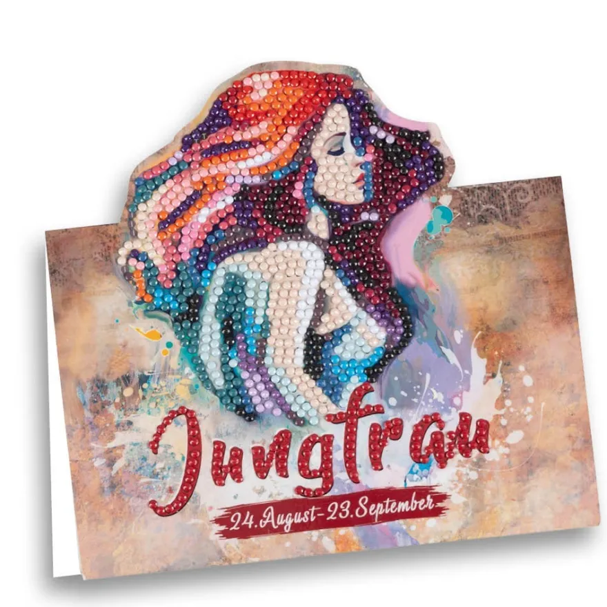 Diamond-Painting-Aufstellkarte, Sternzeichen Jungfrau, 16,3cm x 16cm, inkl. Zubehör