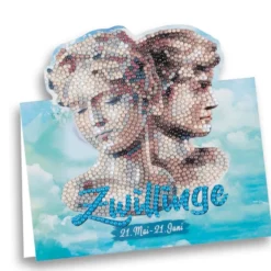 Diamond-Painting-Aufstellkarte, Sternzeichen Zwillinge, 16,3cm x 16cm, inkl. Zubehör