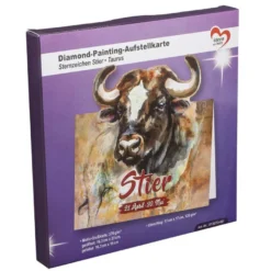 Diamond-Painting-Aufstellkarte, Sternzeichen Stier, 16,3cm x 16cm, inkl. Zubehör