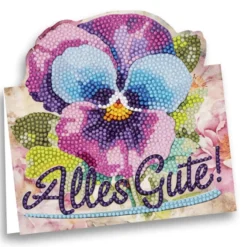 Diamond-Painting-Aufstellkarte, Veilchen - Alles Gute!, 16,3cm x 16cm, inkl. Umschlag & Werkzeug