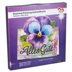 Diamond-Painting-Aufstellkarte, Veilchen - Alles Gute!, 16,3cm x 16cm, inkl. Umschlag & Werkzeug