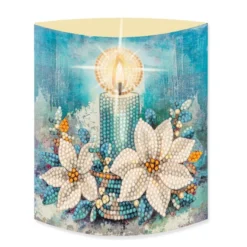 Diamond-Painting-Aufstellkarte mit LED-Licht, Kerze mit weißem Weihnachtsstern, inkl. Timer