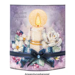 Diamond-Painting-Aufstellkarte mit LED-Licht, Kondolenz-Kerze, inkl. Timer