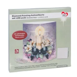 Diamond-Painting-Aufstellkarte mit LED-Licht, Kondolenz-Kerze, inkl. Timer