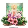 Diamond-Painting-Aufstellkarte mit LED-Licht, Kerze mit Blumen 4, inkl. Timer