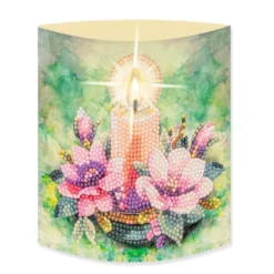 Diamond-Painting-Aufstellkarte mit LED-Licht, Kerze mit Blumen 4, inkl. Timer