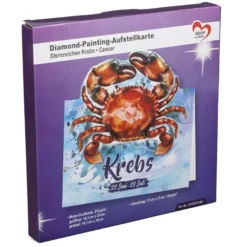 Diamond-Painting-Aufstellkarte, Sternzeichen Krebs, 16,3cm x 16cm, inkl. Zubehör
