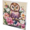 Diamond-Painting-Bild auf Keilrahmen, Eule mit Blumen, 30cm x 30cm, inkl. Werkzeug