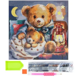 Diamond-Painting-Bild auf Keilrahmen, Teddybären, 30cm x 30cm, inkl. Werkzeug